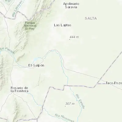 Map showing location of El Quebrachal (-25.283330, -64.066670)