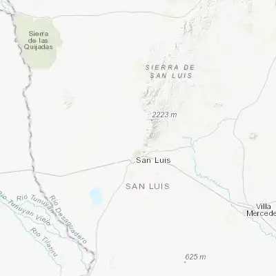 Map showing location of La Punta (-33.183680, -66.312700)