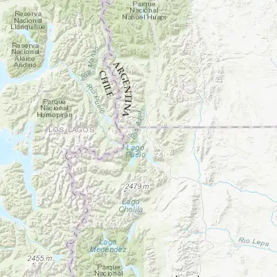 Map showing location of Lago Puelo (-42.066840, -71.603840)