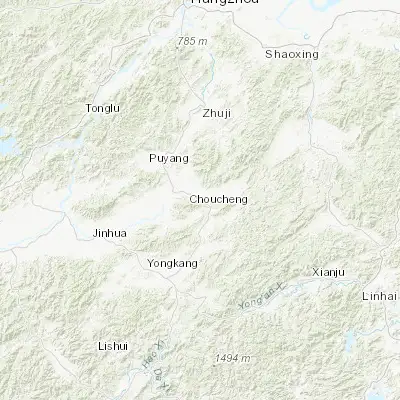 Map showing location of Dongyang (29.267780, 120.225280)