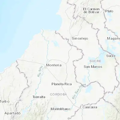 Map showing location of Ciénaga de Oro (8.874430, -75.620280)