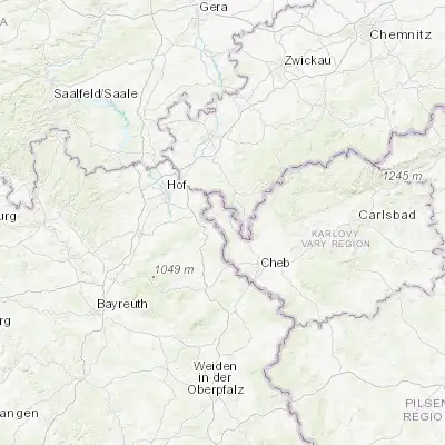 Map showing location of Aš (50.223870, 12.194990)