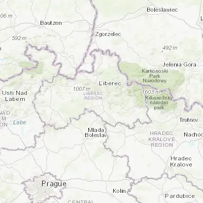 Map showing location of Hodkovice nad Mohelkou (50.665860, 15.089850)