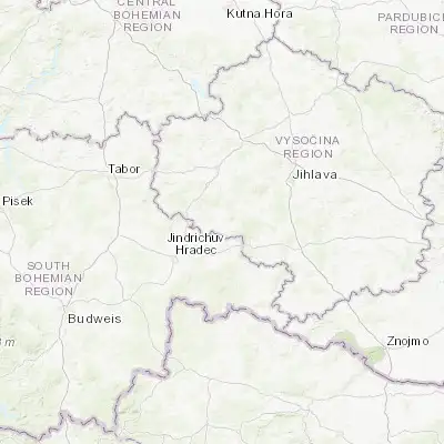 Map showing location of Počátky (49.260200, 15.240220)