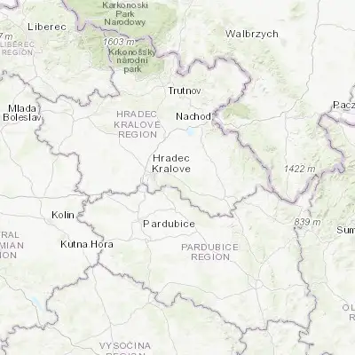 Map showing location of Třebechovice pod Orebem (50.200970, 15.992230)