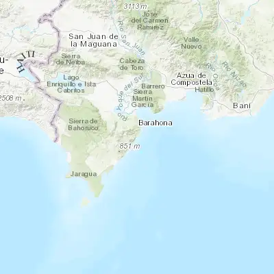 Map showing location of La Ciénaga (18.068580, -71.106510)