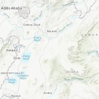 Map showing location of Huruta (8.150000, 39.350000)