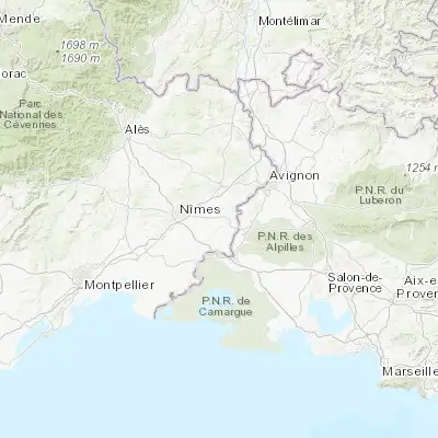 Map showing location of Jonquières-Saint-Vincent (43.828090, 4.563270)