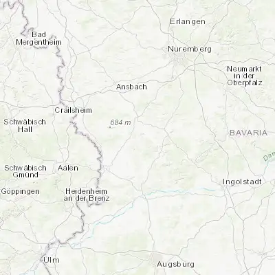 Map showing location of Heidenheim (49.017190, 10.743470)