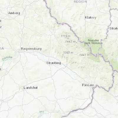 Map showing location of Schwarzach (48.915670, 12.811430)