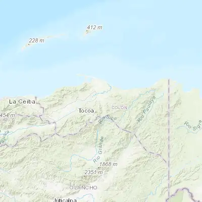 Map showing location of Bonito Oriental (15.747650, -85.735590)