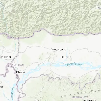 Map showing location of Bongaigaon (26.477030, 90.558150)