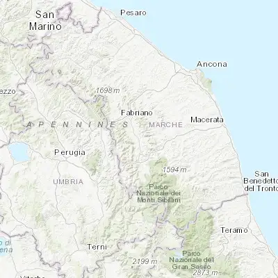 Map showing location of Castelraimondo (43.208530, 13.054860)