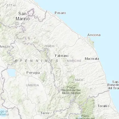 Map showing location of Cerreto d'Esi (43.316680, 12.987710)