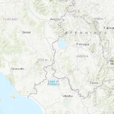 Map showing location of Città della Pieve (42.959340, 12.006960)
