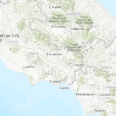Map showing location of Collefontana-Fontana Liri Inferiore (41.611660, 13.549450)