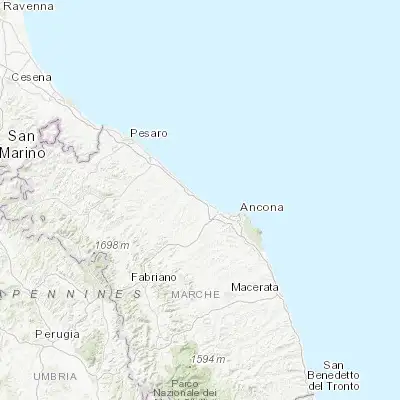 Map showing location of Montignano-Marzocca (43.674510, 13.290930)