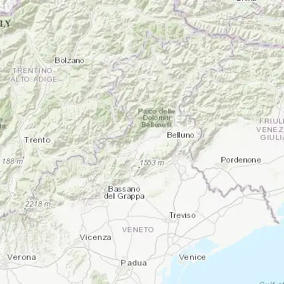 Map showing location of Santa Giustina (46.081180, 12.038220)