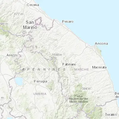 Map showing location of Sassoferrato (43.431090, 12.856600)