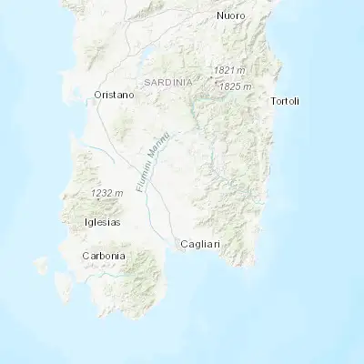 Map showing location of Senorbì (39.533410, 9.131680)
