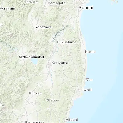 Map showing location of Funehikimachi-funehiki (37.447220, 140.577100)