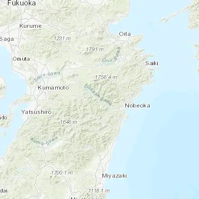 Map showing location of Hinokage (32.650000, 131.400000)