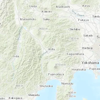 Map showing location of Isawa (35.650000, 138.633330)