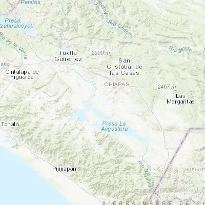 Map showing location of Presidente Echeverría (Laja Tendida) (16.335830, -92.668610)