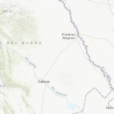 Map showing location of Río Bravo (28.312540, -100.916680)