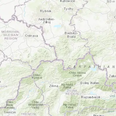 Map showing location of Jaworzynka (49.540190, 18.869960)
