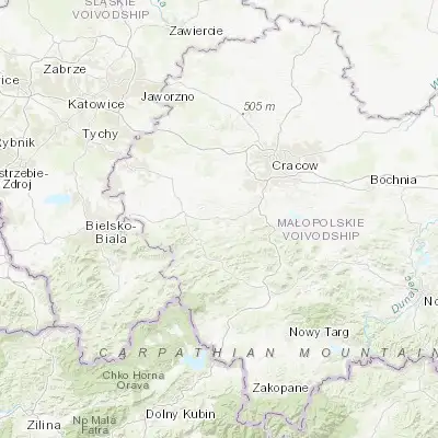 Map showing location of Kalwaria Zebrzydowska (49.867590, 19.677200)