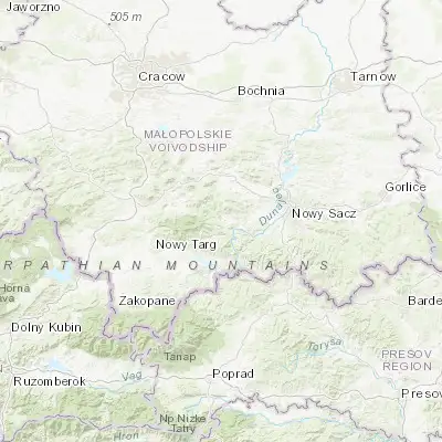 Map showing location of Kamienica (49.575330, 20.345050)