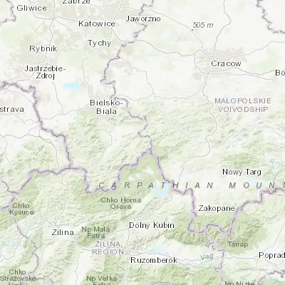 Map showing location of Koszarawa (49.644620, 19.400830)