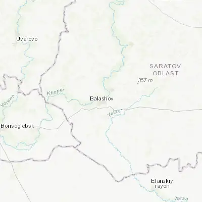 Map showing location of Balashov (51.550200, 43.166700)