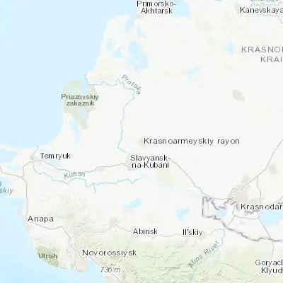 Map showing location of Krasnoarmeyskaya (45.366140, 38.211710)