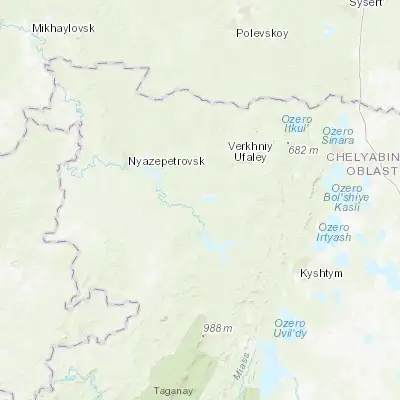 Map showing location of Nizhniy Ufaley (55.915280, 59.984170)