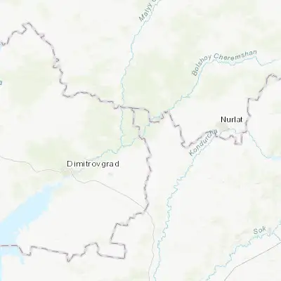 Map showing location of Novocheremshansk (54.357140, 50.166620)