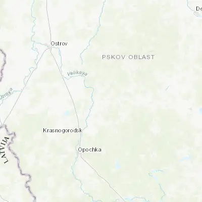 Map showing location of Pushkinskiye Gory (57.020850, 28.910300)