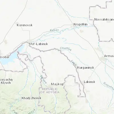Map showing location of Shovgenovskiy (45.010280, 40.225000)