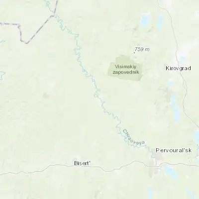 Map showing location of Staroutkinsk (57.230170, 59.334830)