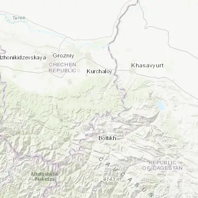 Map showing location of Tsentoroy (43.006580, 46.222350)
