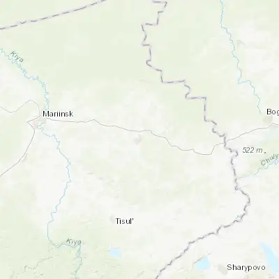 Map showing location of Tyazhinskiy (56.116070, 88.522790)