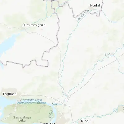 Map showing location of Yelkhovka (53.866680, 50.283190)