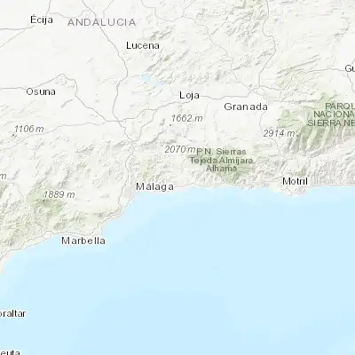 Map showing location of Benamocarra (36.790750, -4.161460)