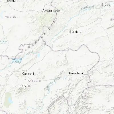 Map showing location of Akkışla (39.002220, 36.173810)