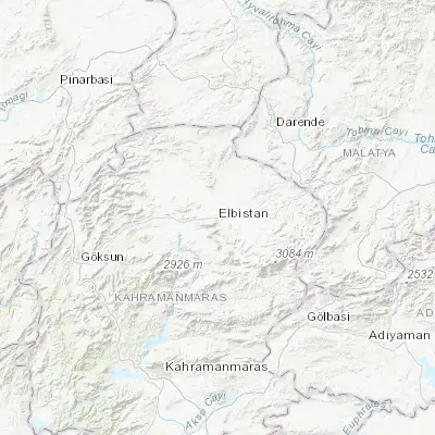 Map showing location of Elbistan (38.205910, 37.198300)