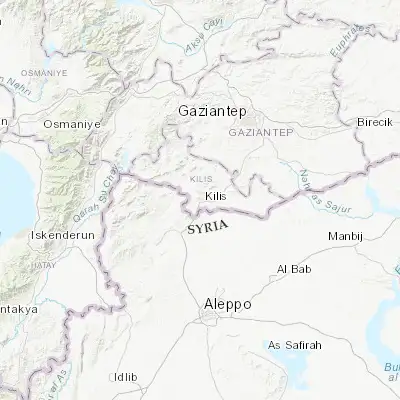 Map showing location of Kilis (36.716110, 37.115000)