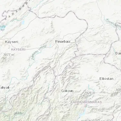 Map showing location of Sarız (38.479170, 36.498980)