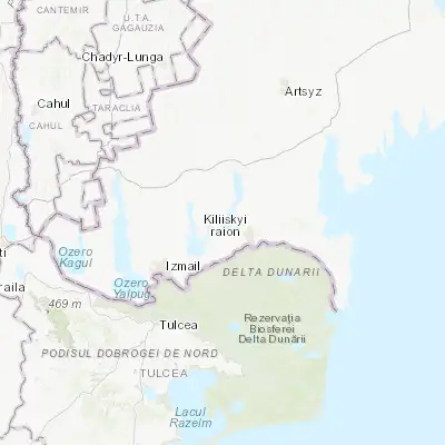 Map showing location of Komyshivka (45.518760, 29.123750)