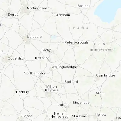 Map showing location of Thrapston (52.396750, -0.539200)